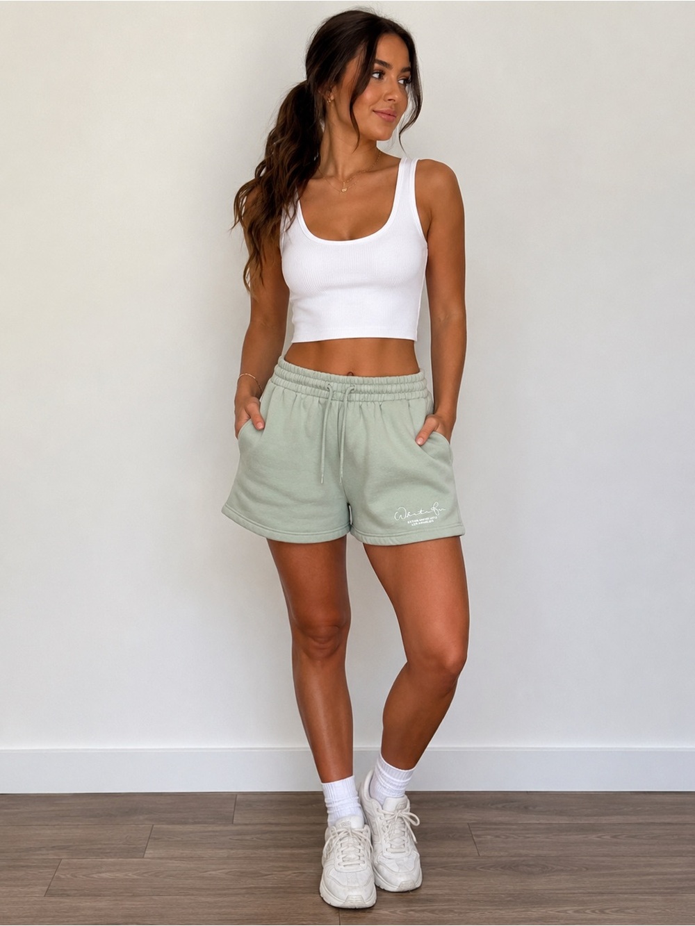 FINAL SALE White Fox Lounge Shorts Green